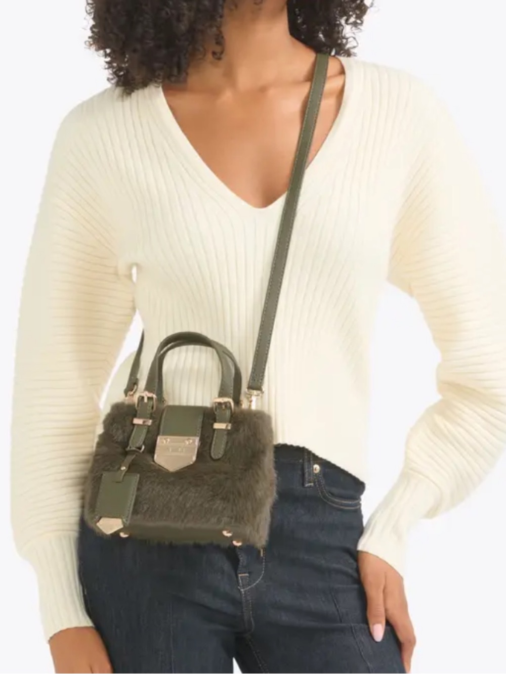 Carvela Green Maria Micro Faux Fur Bag